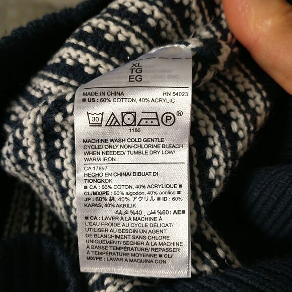 Old Navy Sweater Mens XL/L*Blue White Striped Knit Shawl Collar Preppy New - Picture 7 of 7